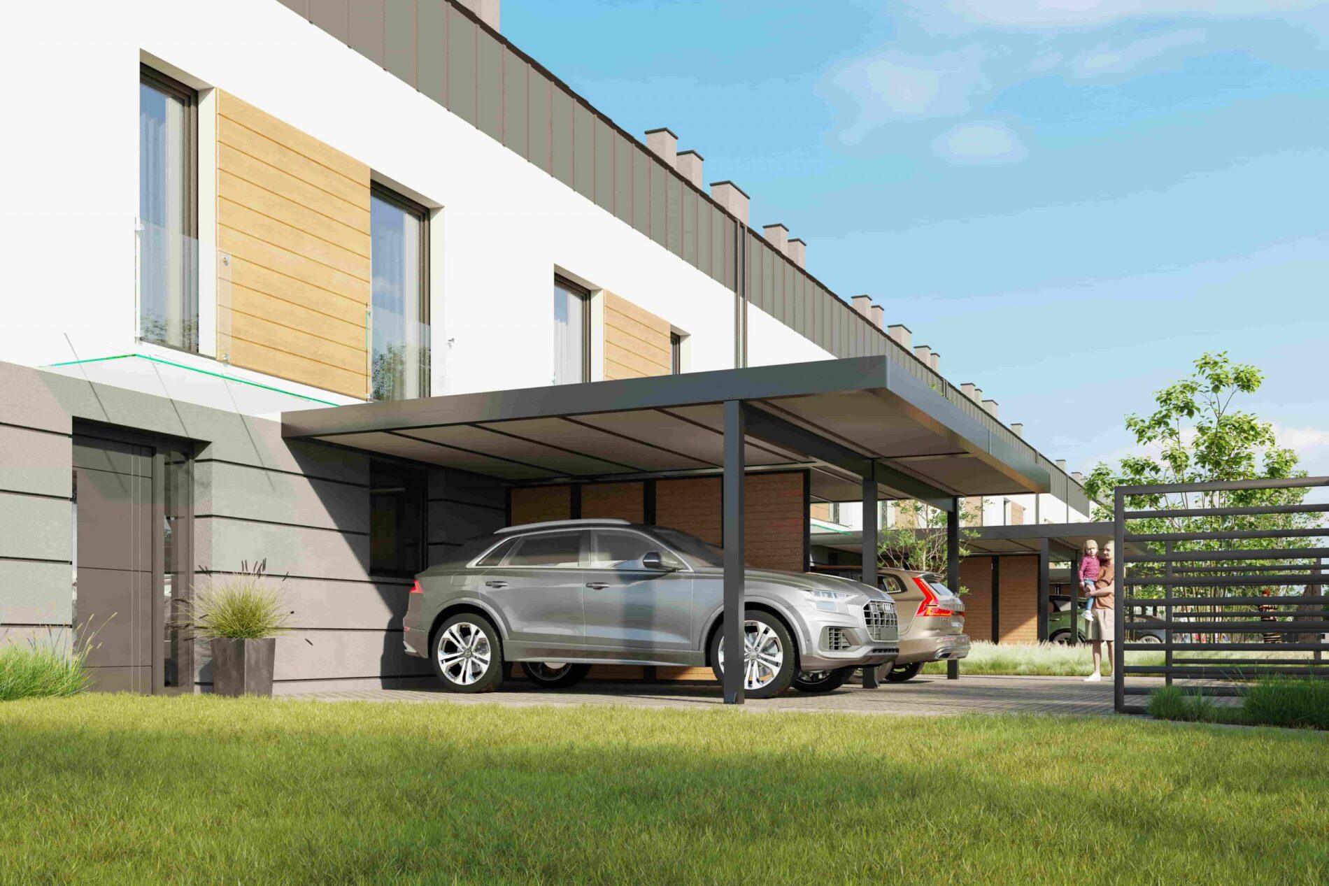 Tarasola Carport przyścienny dwa moduły