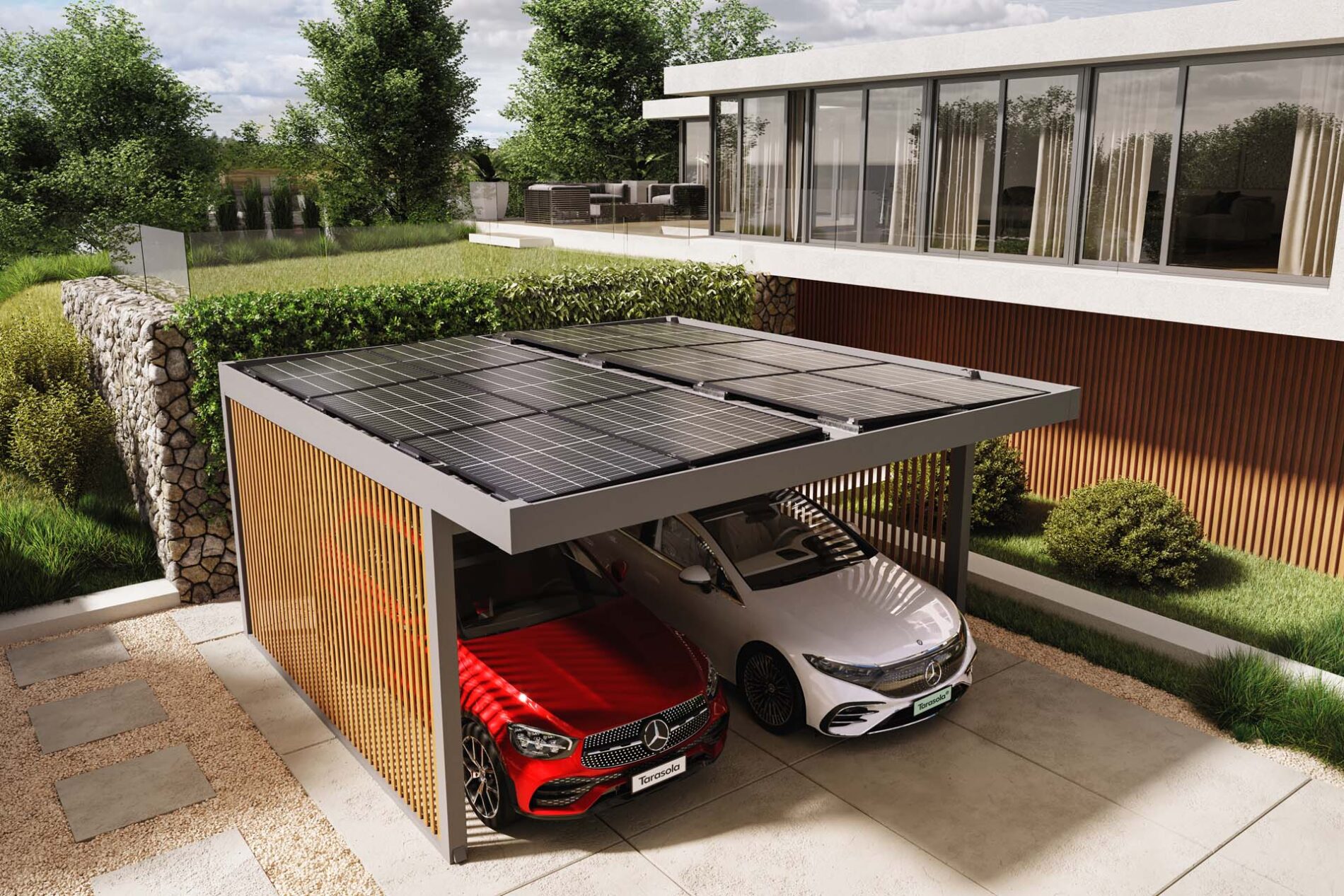 Tarasola Carport nowoczesna wiata garażowa z fotowoltaiką
